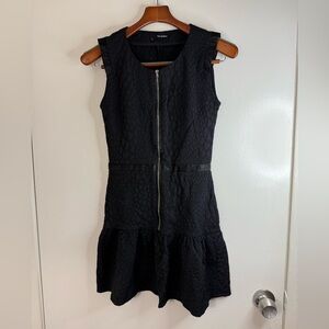 The Kooples black zip front, wool blend sleeveless mini dress. S